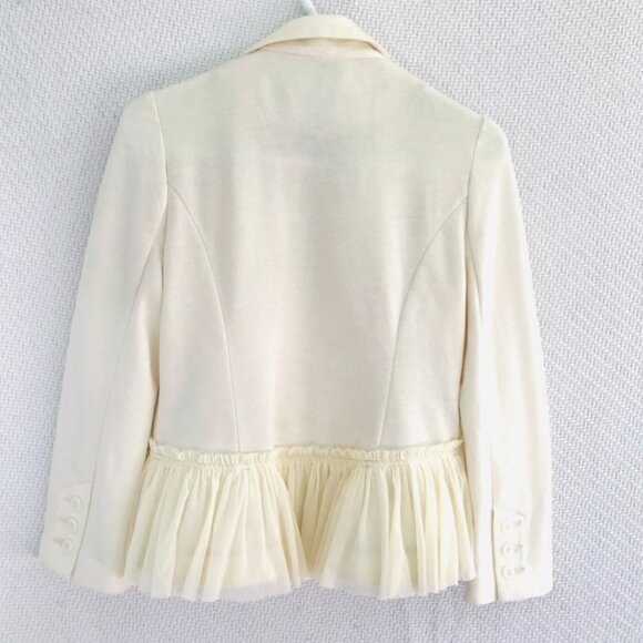 VTG Free People cream jacket women's 8 sheer peplum holiday bohemian hippie - Picture 2 of 8